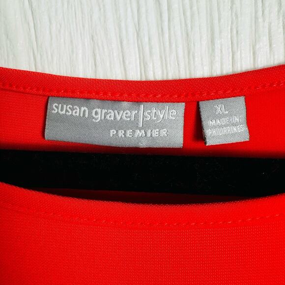 Susan Graver Premier Liquid Knit Tunic Top Coral Navy Color Block Size XL  QVC - Picture 3 of 12